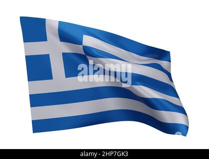 3D illustration drapeau de la Grèce. Drapeau grec haute résolution isolé sur fond blanc. 3d rendu Banque D'Images