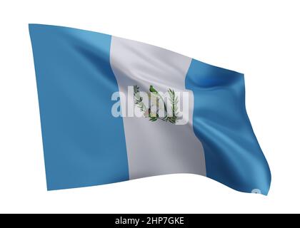 3D drapeau d'illustration du Guatemala. Drapeau guatémaltèque à haute résolution isolé sur fond blanc. 3d rendu Banque D'Images