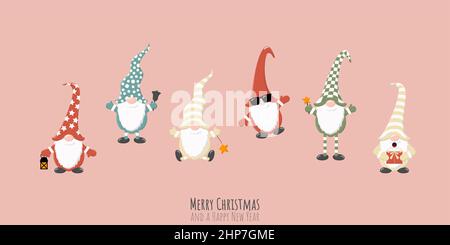 joyeux noël nains style dessin animé Illustration de Vecteur