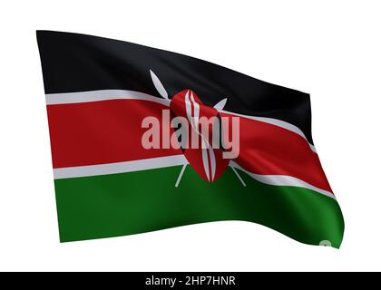 3D drapeau d'illustration du Kenya. Drapeau kenyan haute résolution isolé sur fond blanc. 3d rendu Banque D'Images