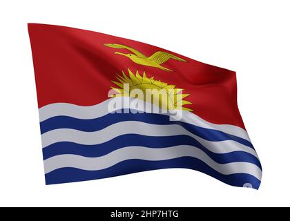 3D illustration drapeau de la République de Kiribati. Drapeau haute résolution de la République de Kiribati isolé sur fond blanc. 3d rendu Banque D'Images