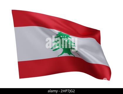 3D drapeau d'illustration du Liban. drapeau haute résolution de la république libanaise isolé sur fond blanc. 3d rendu Banque D'Images