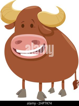 dessin animé drôle de ferme de taureau caractère animal Illustration de Vecteur