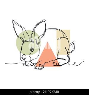 Vecteur résumé continu une ligne de dessin icône de lapin animal mignon dans le dessin de silhouette. Idéal pour les cartes de vœux, les invitations de fête, les affiches Illustration de Vecteur