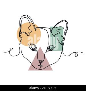 Vecteur abstrait continu une seule ligne simple dessin icône de la tête face chat kitty dans l'esquisse de silhouette. Idéal pour les cartes de vœux, les invitations de fête, les affiches Illustration de Vecteur