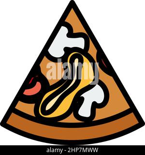 Icône de la pizza sur l'assiette Illustration de Vecteur