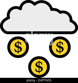 Les pièces tombent de l'icône nuage Illustration de Vecteur