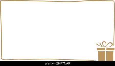 Cadeau doré de Noël avec bordure ou cadre comme vecteur. Illustration de Vecteur