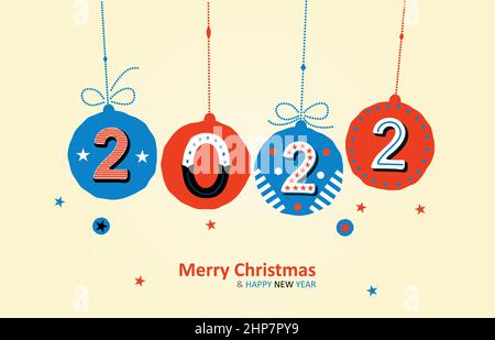 Carte de joyeux Noël. Bonne Année. Illustration de Vecteur