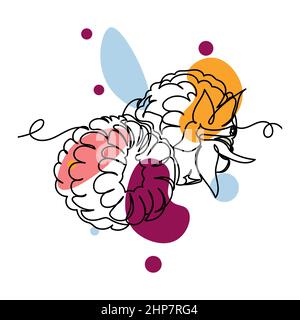 Vecteur résumé continu une seule ligne simple dessin icône de framboises nourriture biologique dans le dessin de silhouette. Idéal pour les cartes de vœux Illustration de Vecteur