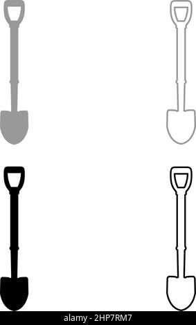 Icône ensemble de pelles gris noir couleur vecteur illustration image style plat plein contour ligne de contour mince Illustration de Vecteur