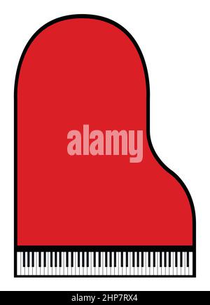 Piano à queue rouge Illustration de Vecteur