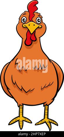 personnage de poule de dessin animé ou animal de ferme d'oiseau de poulet femelle Illustration de Vecteur