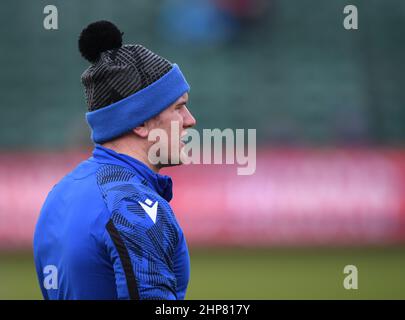 Bath, Royaume-Uni. 19th févr. 2022. 19th février 2022 ; The Recreation Ground, Bath, Somerset, Angleterre ; Gallagher Premiership Rugby, Bath versus Leicester; Ben Spencer de Bath se réchauffe crédit: Action plus Sports Images/Alay Live News Banque D'Images