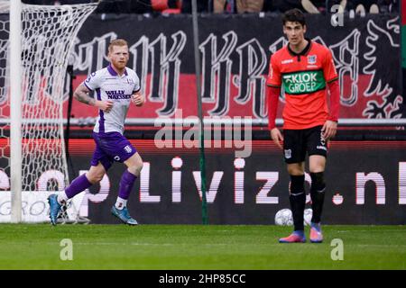 NIJMEGEN, PAYS-BAS - FÉVRIER 19: 0-1 but de Richard van der Venne de RKC Waalwijk lors du match néerlandais Eredivisie entre NEC et RKC Waalwijk à Goffertstadion le 19 février 2022 à Nimègue, pays-Bas (photo de Broer van den Boom/Orange Pictures) Banque D'Images