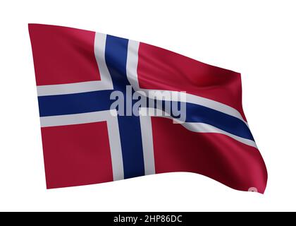 3D drapeau d'illustration de la Norvège. Drapeau norvégien haute résolution isolé sur fond blanc. 3d rendu Banque D'Images