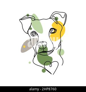 Vecteur abstrait continu une seule ligne simple dessin icône de portrait de chien logo concept en silhouette de croquis. Idéal pour les cartes de vœux Illustration de Vecteur
