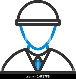 Icône du chef du travailleur de la construction à Helmet Illustration de Vecteur