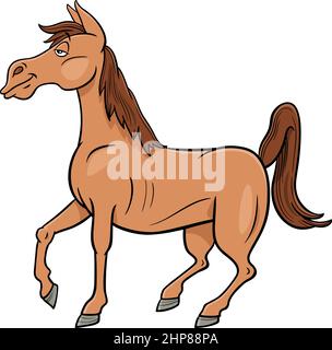 drôle de dessin animé cheval ferme animal caractère Illustration de Vecteur