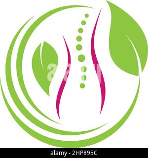 Femme, humain, feuilles, colonne vertébrale, naturopathe, chiropraticien, logo, icône Illustration de Vecteur