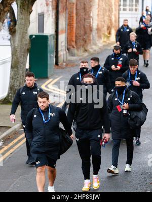 Leinster, Irlande. 19th févr. 2022. 19th février 2022 ; Stade RDS, Leinster, Irlande: United Rugby Championships, Leinster versus Ospreys: L'équipe Osprey arrive à l'arène RDS crédit: Action plus Sports Images/Alay Live News Banque D'Images