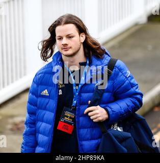 Leinster, Irlande. 19th févr. 2022. 19th février 2022 ; Stade RDS, Leinster, Irlande: United Rugby Championships, Leinster versus Ospreys: Jack Dunne de Leinster arrive à l'arène RDS crédit: Action plus Sports Images/Alay Live News Banque D'Images
