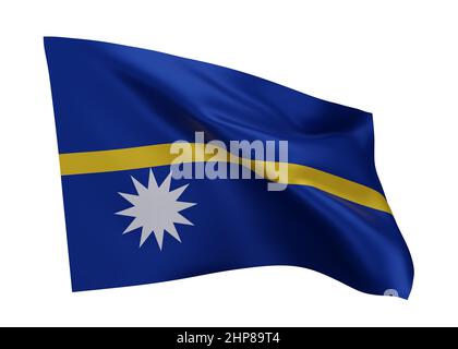 3D drapeau d'illustration de la République de Nauru. Drapeau haute résolution Nauru isolé sur fond blanc. 3d rendu Banque D'Images