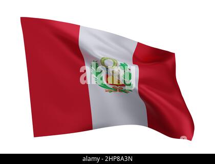 3D illustration drapeau de la République du Pérou. Drapeau péruvien haute résolution isolé sur fond blanc. 3d rendu Banque D'Images