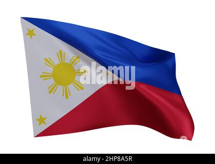 3D illustration drapeau des Philippines. Drapeau haute résolution des Philippines isolé sur fond blanc. 3d rendu Banque D'Images