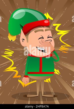 Elf de Noël tenant son nez à cause d'une mauvaise odeur Illustration de Vecteur