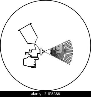 Outil de peinture en main icône en cercle rond noir couleur vecteur illustration image contour ligne fine style Illustration de Vecteur