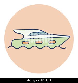 Icône vecteur plat de bateau à moteur de croisière Illustration de Vecteur