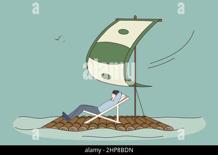 Les hommes d'affaires prospères se détendent avec un revenu passif Illustration de Vecteur