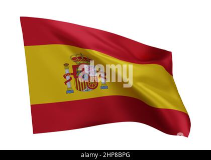 3D drapeau d'illustration de l'Espagne. Drapeau espagnol haute résolution isolé sur fond blanc. 3d rendu Banque D'Images