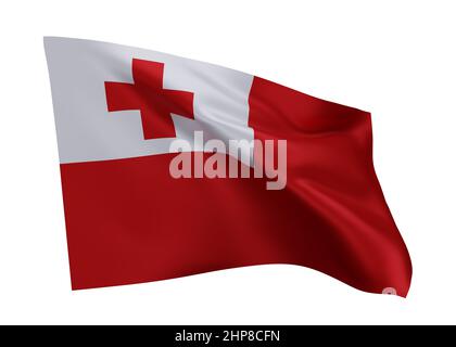 3D drapeau d'illustration des Tonga. Drapeau haute résolution Tongan isolé sur fond blanc. 3d rendu Banque D'Images