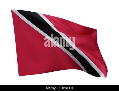 3D drapeau d'illustration de Trinité-et-Tobago . Drapeau haute résolution de Trinité-et-Tobago isolé sur fond blanc. 3d rendu Banque D'Images