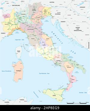 Carte vectorielle du réseau routier national italien Illustration de Vecteur