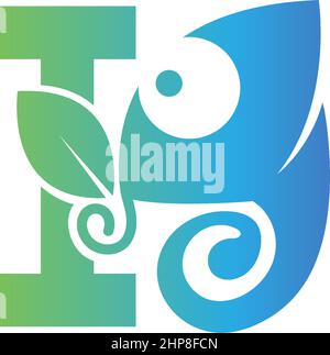 Lettre I icône avec modèle de logo caméléon Illustration de Vecteur