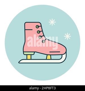 Icône représentant un vecteur de chaussures de patinage. Panneau hiver Illustration de Vecteur