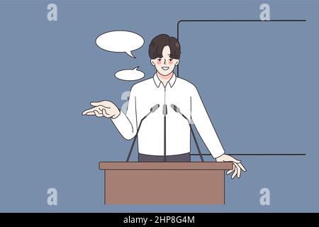 Un conférencier lors d'une présentation ou d'un séminaire professionnel Illustration de Vecteur