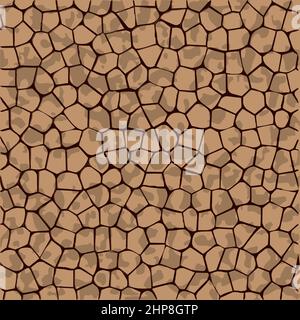 Sol sec et parché, texture de terre fissurée.Motif vectoriel avec fissures dans les couleurs marron beige. Illustration de Vecteur
