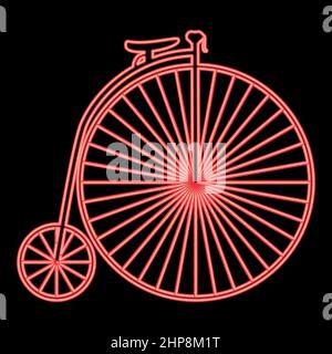 Néon rétro vélo rouge couleur vecteur illustration style plat Illustration de Vecteur