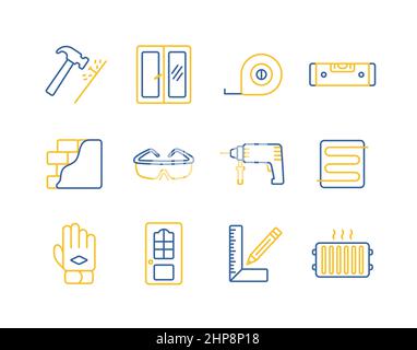 Ensemble d'icônes de construction de bâtiments et de réparation à domicile Illustration de Vecteur