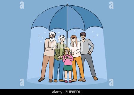 Concept de protection de la famille et des soins. Illustration de Vecteur