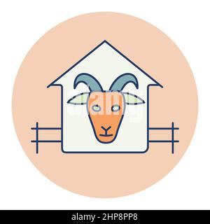 Icône de vecteur de maison de chèvre. Signe animal de ferme Illustration de Vecteur