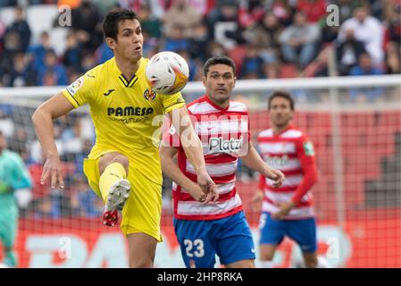 Grenade, Espagne. 19th févr. 2022. 19th février 2022; Stade Nuevo Los Carmenes; Grenade; Andalousie; Espagne; Division Primera; LaLiga Santander 2021 - 2022; Grenade vs Villarreal; 900/Cormon Press Credit: CORMON PRESS/Alay Live News Banque D'Images