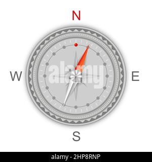 Icône de boussole isolée sur fond blanc.Symbole de voyage. Illustration de Vecteur