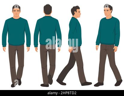 illustration vectorielle, homme marchant en costume, homme de mode isolé Illustration de Vecteur