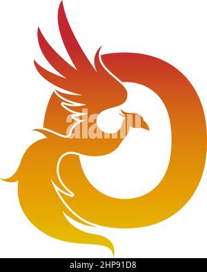 Icône lettre O avec modèle de logo phoenix Illustration de Vecteur