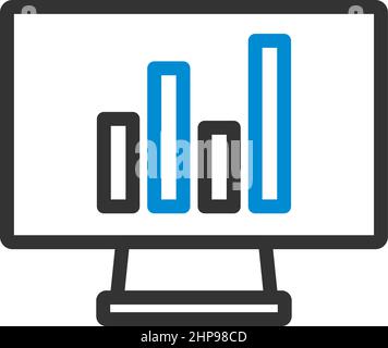 Icône moniteur avec diagramme analytique Illustration de Vecteur